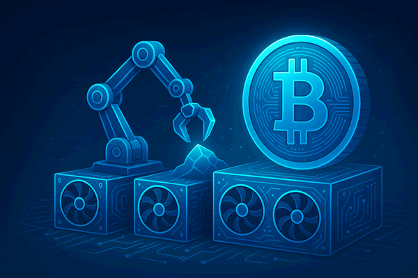 Bitcoin gruvedrift illustrasjon